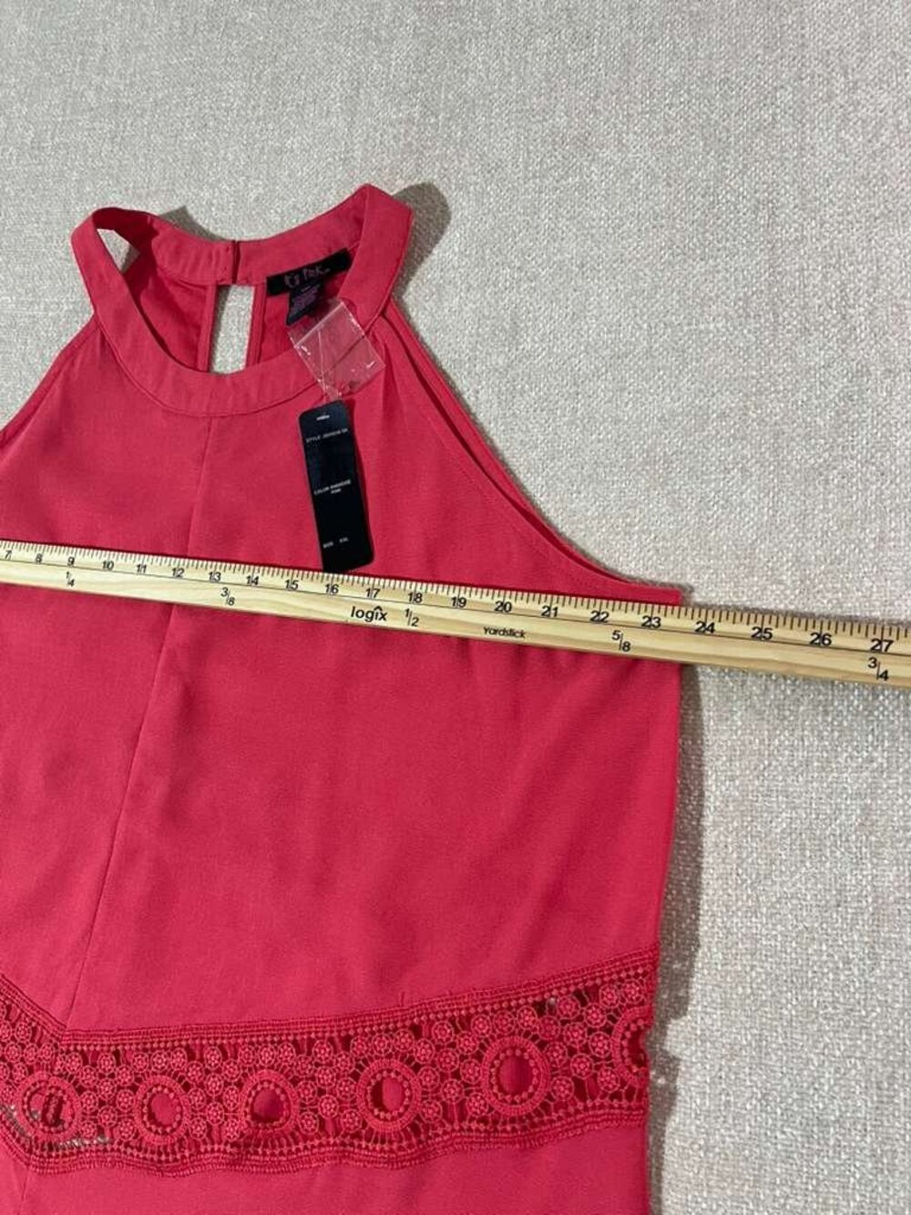 Pink Halter Crochet Lace Sleeveless Flowy Blouse XXL NWT - Picture 3 of 5
